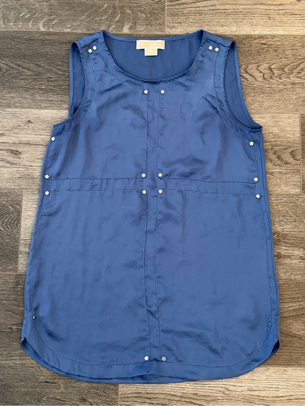 Michael Kors • Sleeveless Navy Satin Tank with Silver Studs